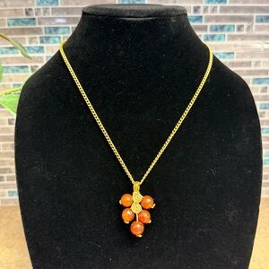Handcrafted wire wrapped carnelian bead necklace